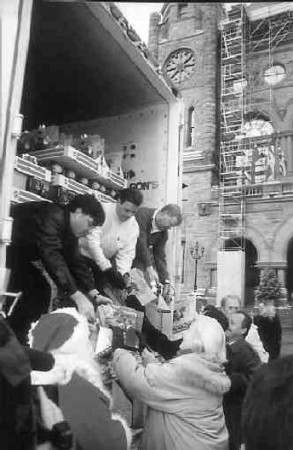 TRUCKLOAD OF FUN: The OTA and CHUMCity spearheaded the massive delivery of approximately 7,000 toys. (Photo by Matthew Sylvain)