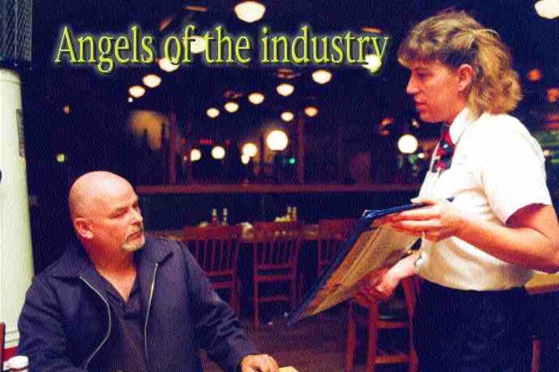 TODAY'S SPECIAL: Wendy Dingwell, a resident of Havelock, N.B. brings a menu and lists the day's special for Alan Coombes, a driver for PA Yeoman out of Halifax.