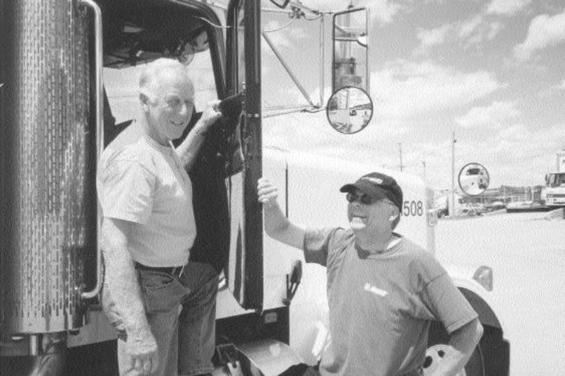 NORTHERN HOSPITALITY: Ross Mackie (left) on the road with Harry Rudolfs, decided to drop in on one of Mackie's old buddies.