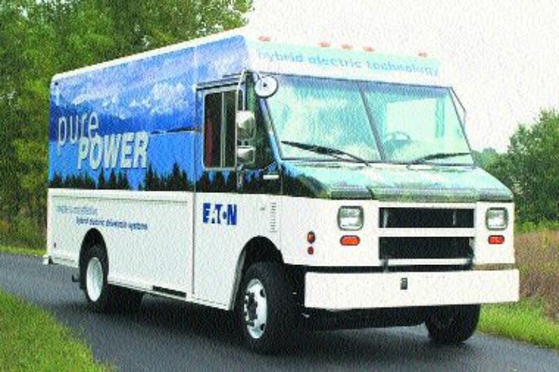 CLEANER: Eaton's hybrid delivery trucks dramatically reduce emissions.