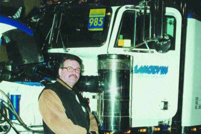 SHOW AND SHINE: The Langevin brothers entered a blue and white '85 Pete, which they stripped and rebuilt from the ground up, in the recent Toronto Truck show.Photo by Katy de Vries