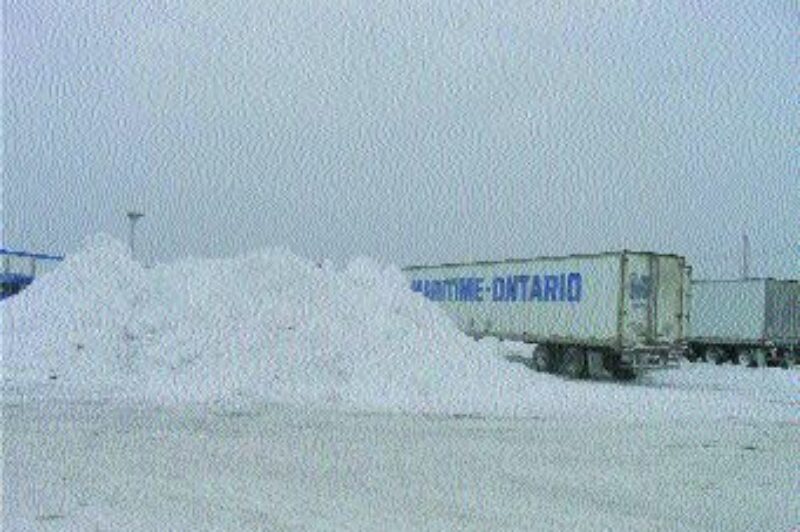 SNOW AND ICE: A snow pile waits to be cleared at a terminal in Halifax.