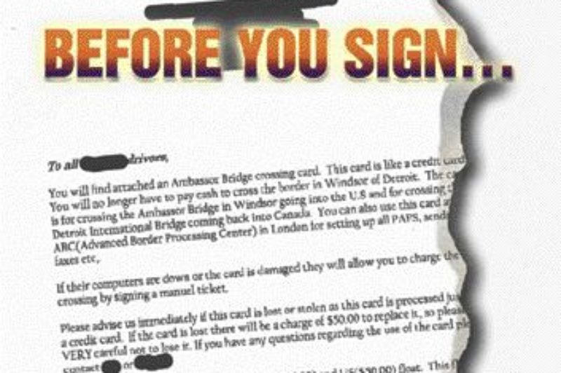 DRIVER BEWARE: Documents that make drivers responsible for damages but don't specify the amount owed are examples of blanket authorization. According to Labour Canada, this type of authorization is okay for general guidelines, but follow-up documentation is necessary so the driver knows exactly what he owes and why.