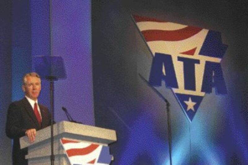 TOPSY TURVY: ATA president and former Kansas governor Bill Graves spoke to members about the 