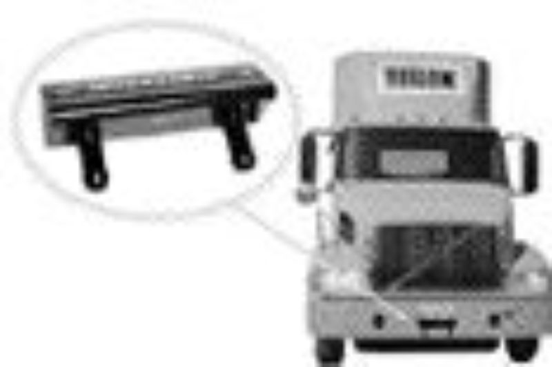 THE HORNET: The device is mounted to the front of the truck where it warns deer of oncoming traffic.