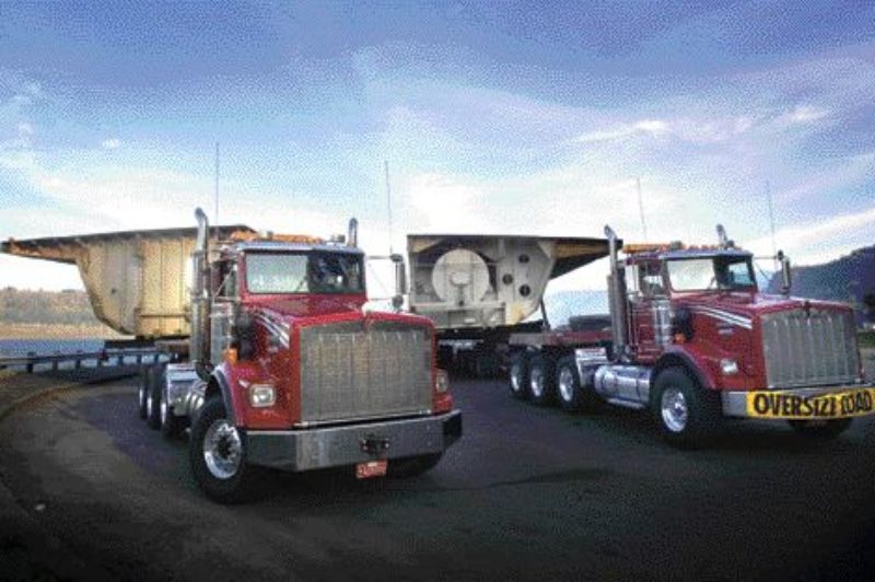 HEAVY HAUL: Kenworth T800s were required to haul pieces of a new B.C. Ferries vessel to Canada. The trip posed several challenges, not the least of which was the winter weather the drivers encountered along the way.