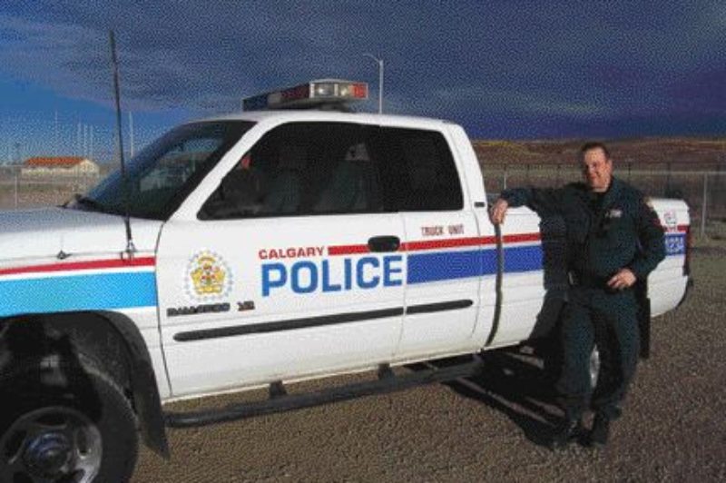 SPECIALIZED FORCE: Const. Blaine Guertin is part of the Calgary Police Truck Unit, dedicated to enforcing trucking regs.Photo by Steven Macleod