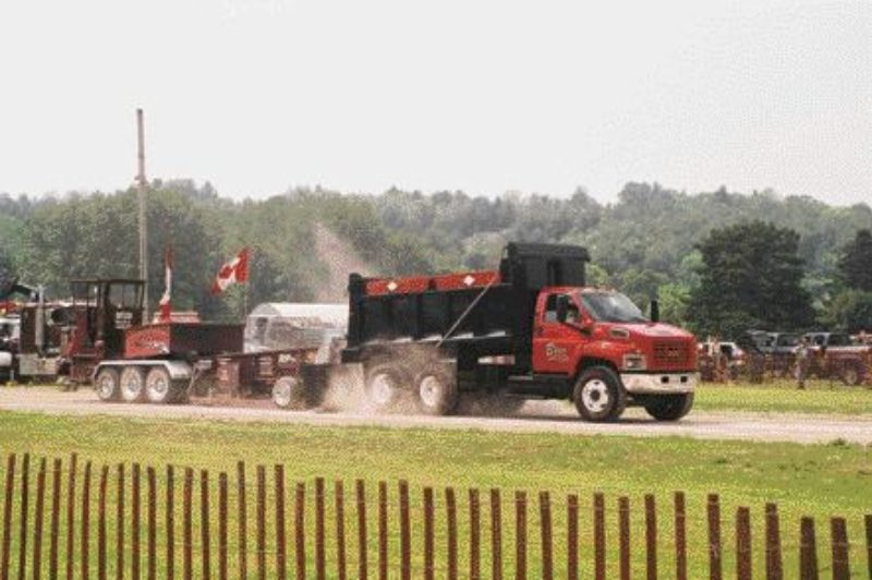 TOUGH TRUCKS: This dump truck was one of many that engaged in competition at the Minden Truck Pull.