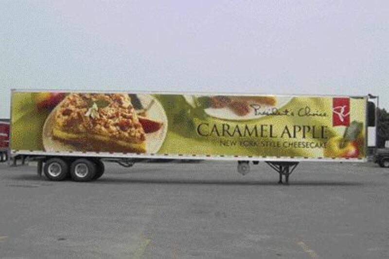 EYE CATCHING: Graphics such as this one by President's Choice are enough to make motorists crave their cheesecake.