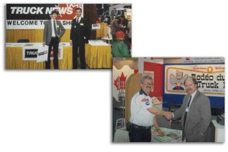 Brian Light at Winnipeg Trade Show with salesman Doug Copeland 1985Gilles Dussault, General Director Rodeo du Camion with Ted Light.