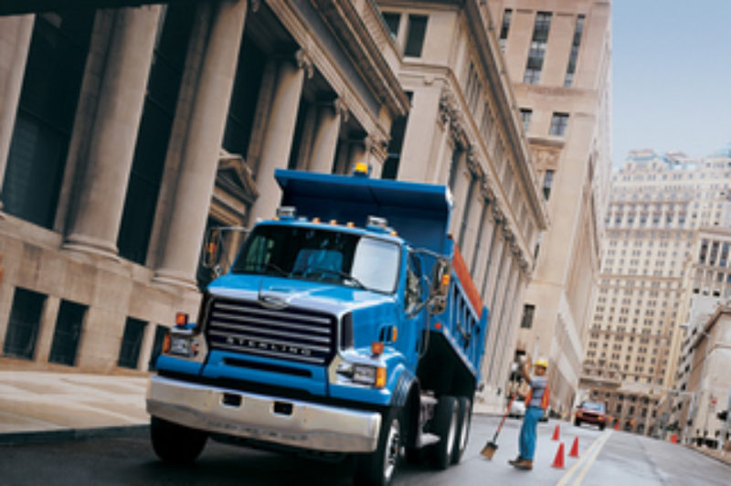 This set-forward Sterling work truck offers improved visibility and easier access for maintenance.