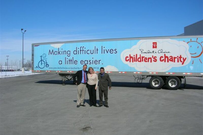 Simon E. Bois, US national director of sales and key accounts Canada with Turbo; Peggy Hornell, director fundraising and administration for President's Choice Children's Charity; and Nelson Carreira, Turbo's Reg. Director of Operations.