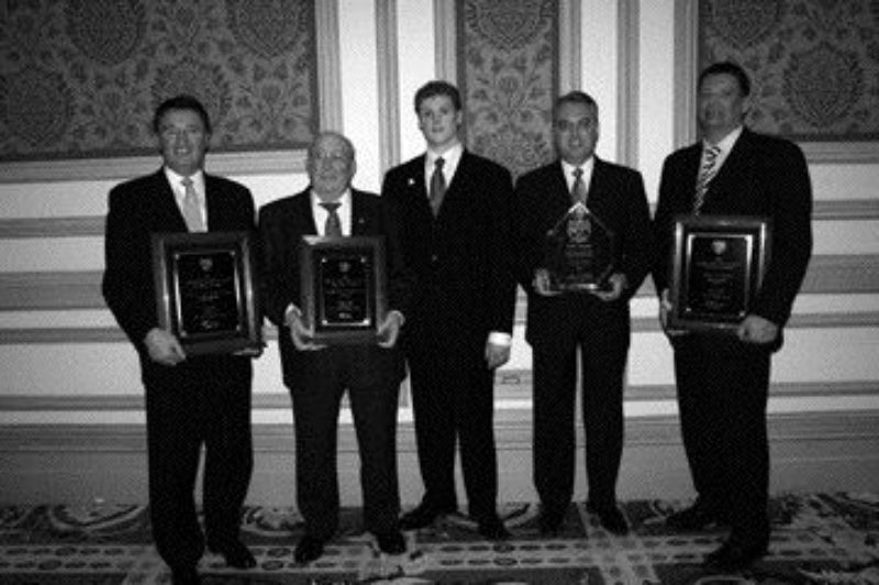 WELL-REPRESENTED: From left to right, award winners: Claude Robert, Robert Transport; William and Alex MacKinnon, MacKinnon Transport; Garth Pitzel and Rob Penner, Bison Transport.