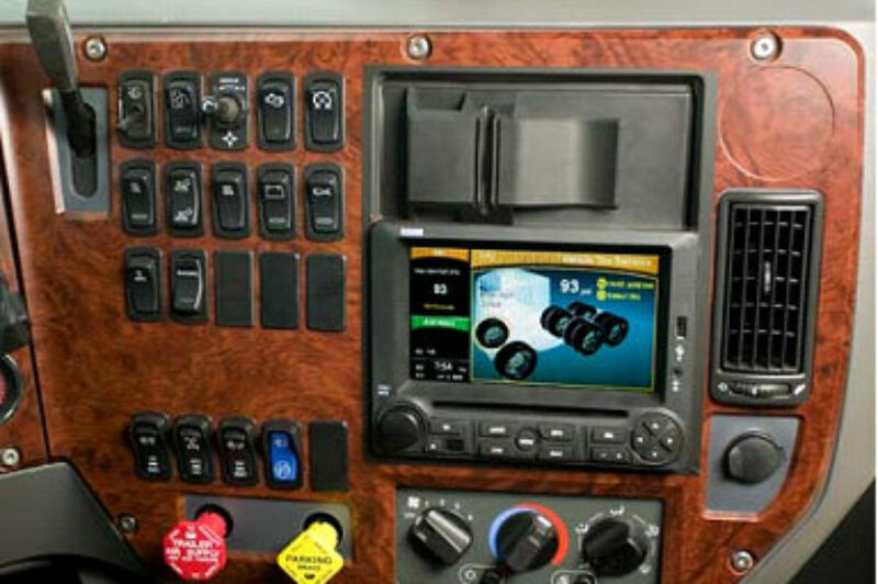 The new Navion R5000 navigational radio for the Mack Pinnacle and Mack Granite integrates radio, CD, digital audio playback, remote camera systems, onboard navigation, vehicle monitoring through a J1939 data link, trip computer and tire pressure monitoring.