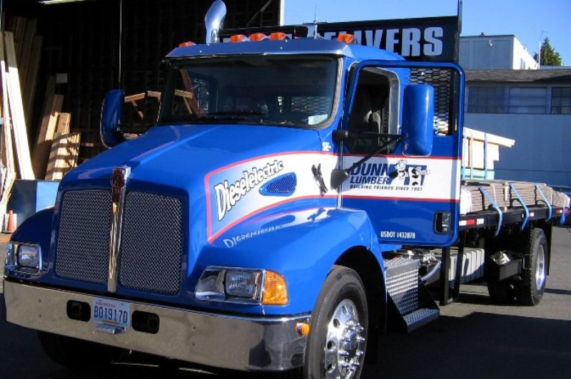 Dunn Lumber's hybrid truck is reportedly achieving fuel savings of 35%.