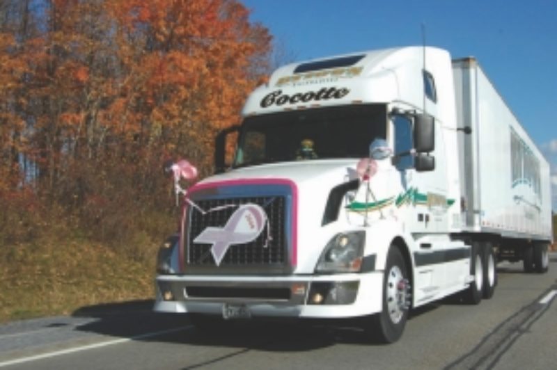 A DIFFERENT KIND OF CONVOY: Rachele Champagne, organizer of the first all-female truck convoy led the pack for a stretch of the event, which featured 29 trucks.