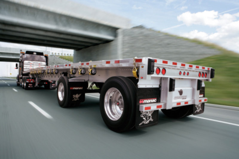 A 48-ft. Darkwing flatbed with a 122-inch tandem axle suspension.