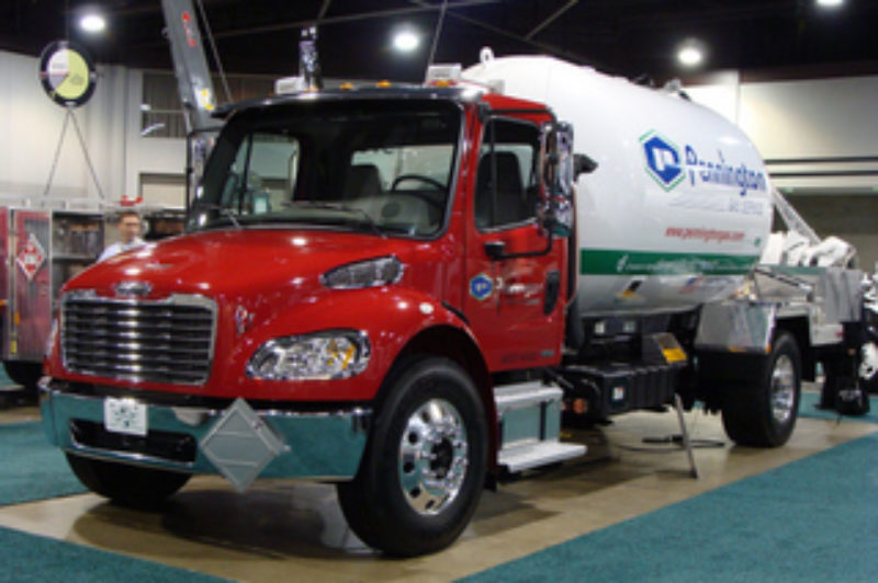 This hybrid truck will be used to deliver propane to customers in the US. It's reportedly the first HazMat hybrid truck to be built.
