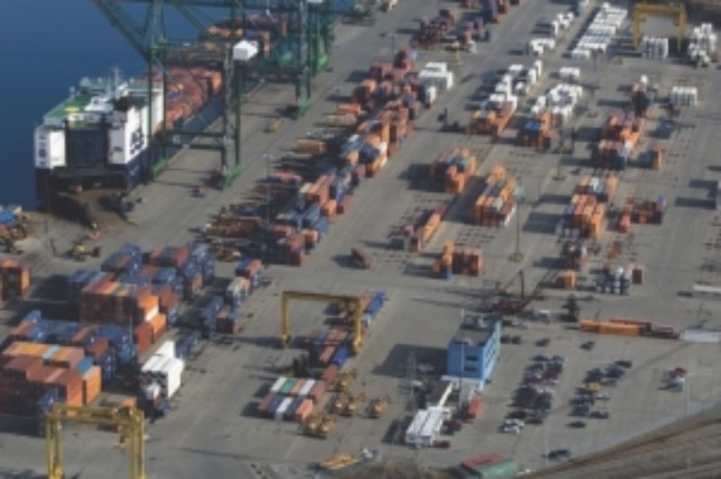 MORE EFFICIENT: The Port of Halifax truck marshalling yard, seen in the bottom right-hand corner of this picture, has received some needed upgrades.