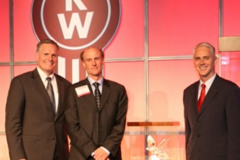 From left: Bill Kozek, Kenworth general manager and PACCAR vice-president; GreatWest Kenworth president Jeff Storwick; and Gary Moore, Kenworth assistant general manager for marketing and sales.