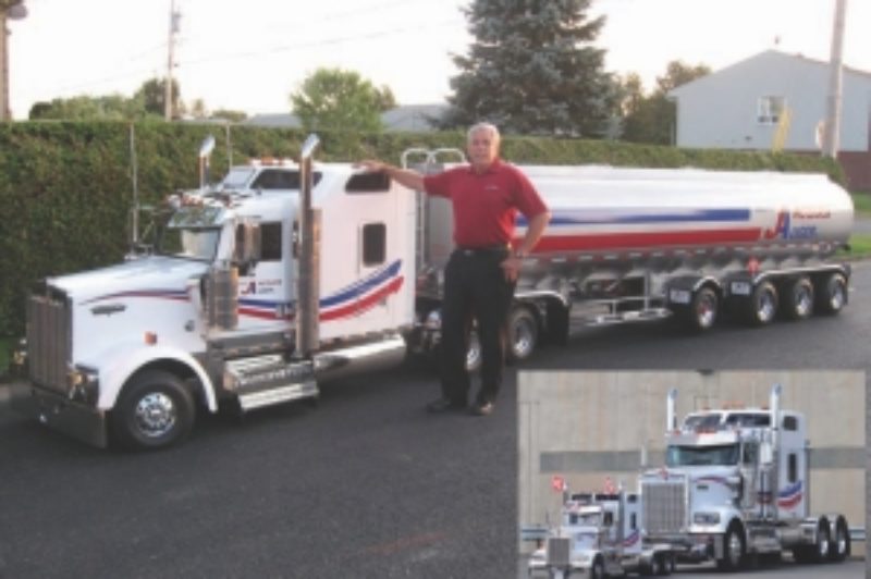 SMALL TRUCK, BIG DREAMS: Jacques Auger proudly displays a miniature Kenworth W900L that's been put to work for a good cause -raising money to help kids with cancer.