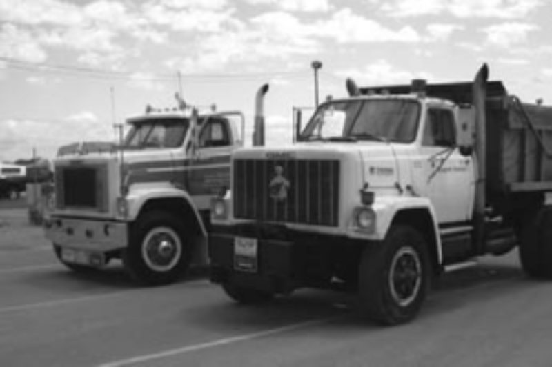 READY TO ROLL: Two trucks prepare to go head-to-head on the quarter-mile drag strip at Grand Bend Motorplex.