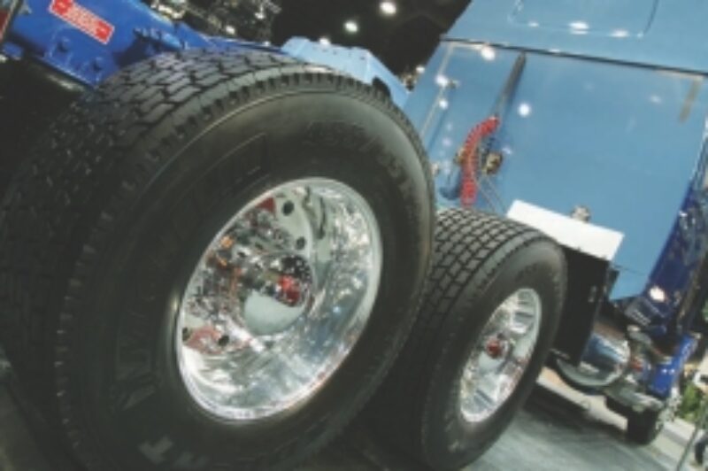 PROVEN: Trailer side skirts and wide-base single tires (pictured) are the two proven fuel-saving technologies, according to Loblaw's Wayne Scott.
