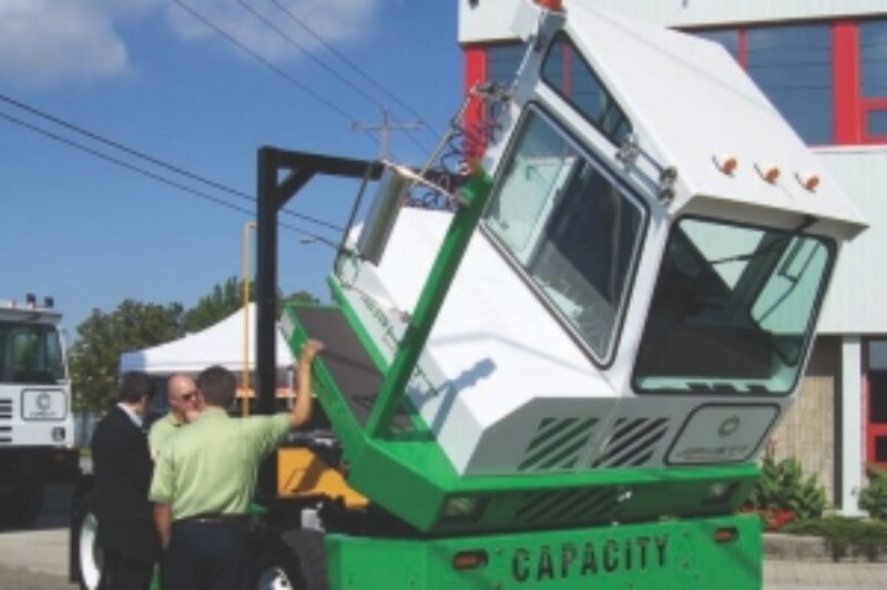 STAR ATTRACTION: The new Pluggable Hybrid Electric Terminal Tractor (PHETT) from Capacity attracted much attention during its Canadian debut at Glasvan Great Dane.