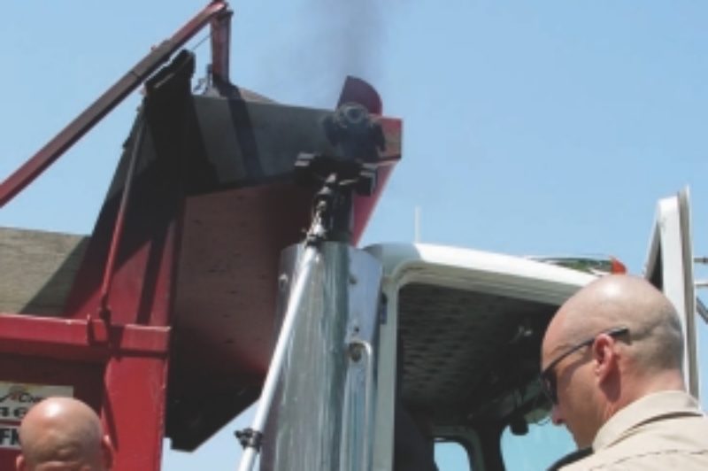 Ready, set, blow!: Enforcement officers in Quebec can measure truck emissions on the spot, using recently-acquired tools. Photo by Carroll McCormick
