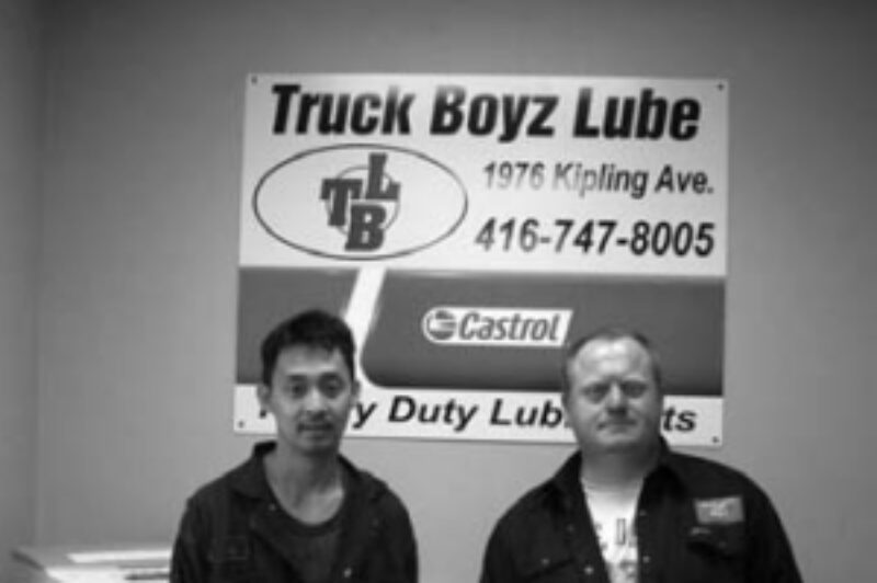 New start: Former truck driver Patrick Whiteside (right) left trucking to serve truckers, along with shop manager Eddy Victoria.