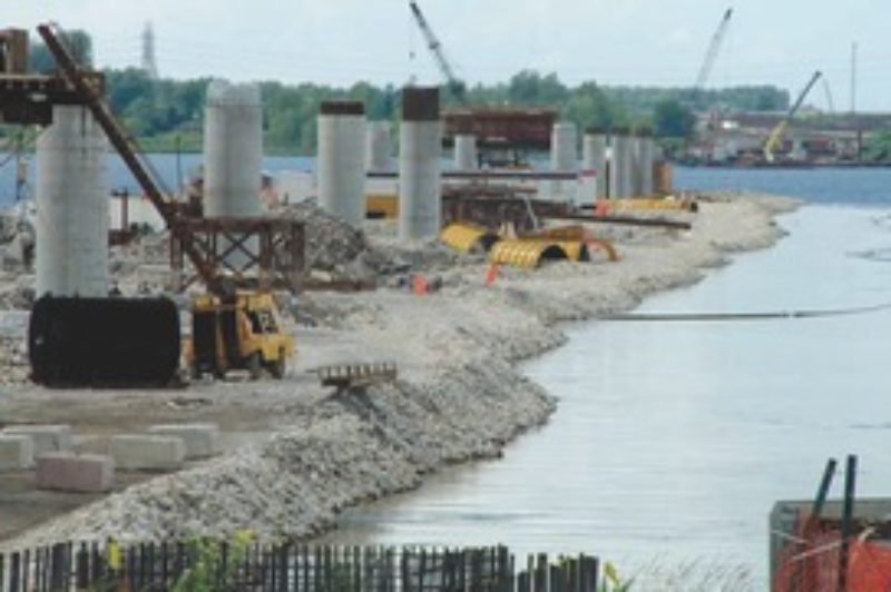 COMING ALONG: The A-30 marches across the St. Lawrence River.