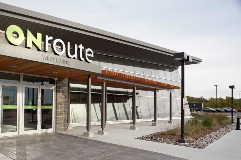 The West Lorne service centre is officially open and the truck parking spaces have been widened since Truck News reported the width of the parking spaces was inadequate.