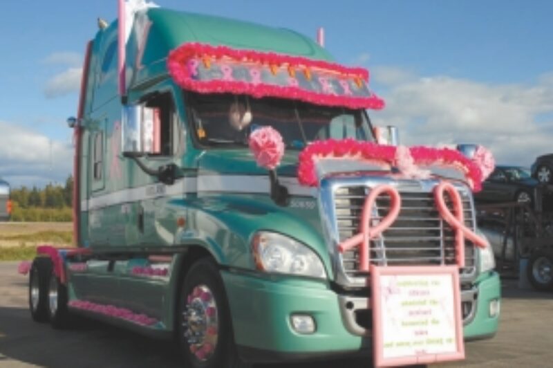 READY TO ROLL: This truck belonging to Alan Warren of Montrose, P.E.I. and driven by Mike Ouellet took part in the support convoy in the New Brunswick version of the popular Convoy for a Cure.
