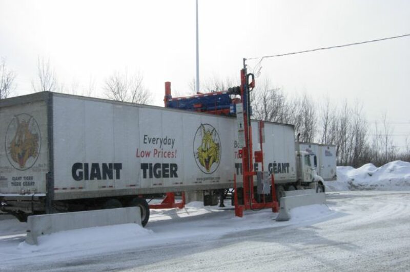 Giant Tiger has installed a Yeti snow removal system that clears trailer tops of snow and ice.