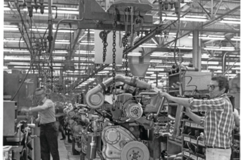 Engine assembly in the Hagerstown plant in the 1970s.