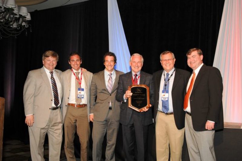 From left: Great Dane's v.p. of dealer sales, Chris Hammond, presents the Dealer of the Year Award to Glasvan Great Dane's Paul Cobham, George Cobham, Jr., and George Cobham, Sr., along with Great Dane regional sales director John Schmidt and Mike Wright, Great Dane's director of dealer sales and development.