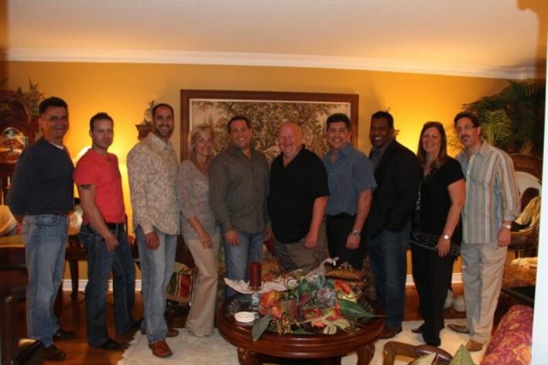 Customers who attended the party included (from left): Joe Bradica; Glasvan, Mike Pereira; CCT Canada, Vito DePasquale; Highland Transport, Dawn Violo; ERS, Benny DiFranco; Peel/ITD, Steve Dobosz; Laidlaw Carriers, Bruno Gemetti; GoJit, Boysie Dindyal; FedEx, Lorraine Virkutis, ATS and Alvis Violo; ERS.