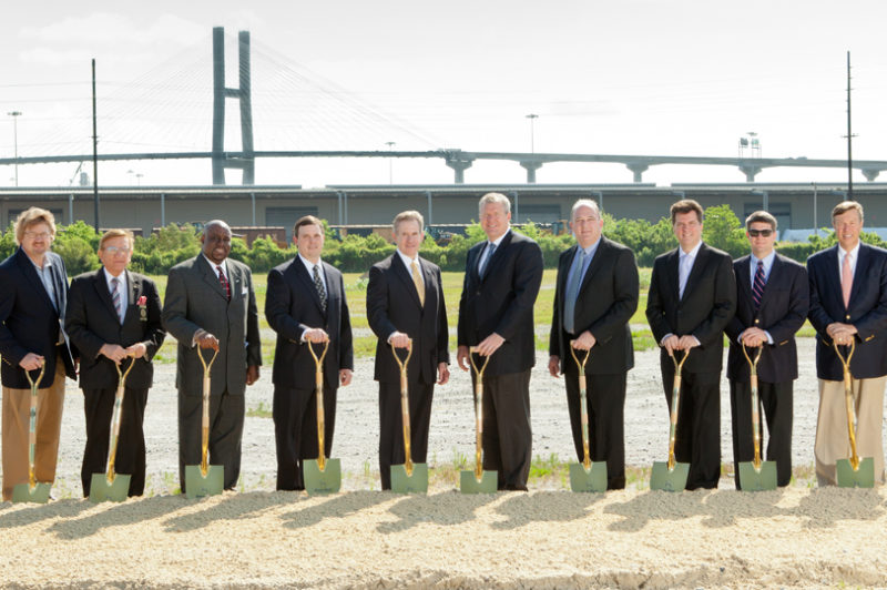 Great Dane executives and local leaders break ground on the site of the company's new Engineering Technology Campus in Savannah, Ga.