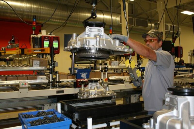A Mack mDrive is being worked on at the company's Hagerstown, Md. assembly plant.