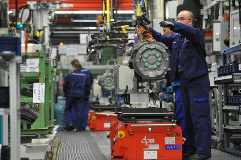 A front axle is assembled at Daimler's Kassel, Germany axle plant.