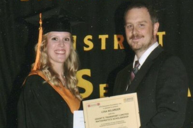 Lisa Belanger, left, was this year's winner of the Grant's Transport mathematics scholarship.