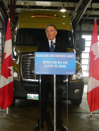 Federal Environment Minister Peter Kent announces Canada will align its GHG standards for heavy trucks with those in the US.