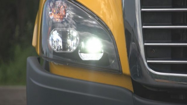 A Freightliner Cascadia with Truck-Lite's new LED headlight system lights up road and shoulders like no other system on-road editor Harry Rudolfs has driven.