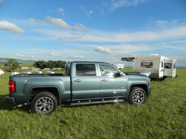 The Sierra's EcoTec3 engine was well equipped to pull this 6,000-lb travel trailer over the hills on Hwy. 22 in southern Alberta.