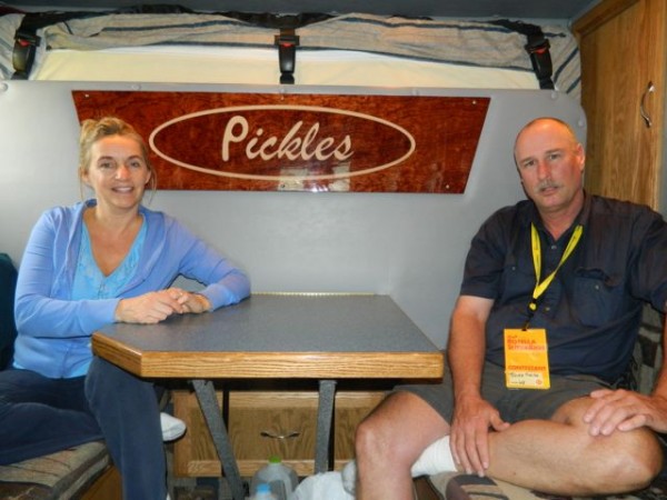 Dawn Marie and Ron Pickles inside their massive sleeper.