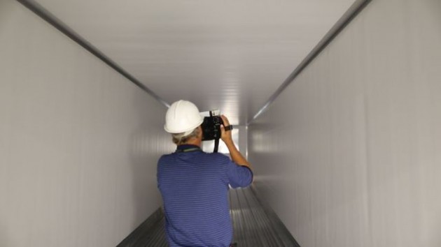 A thermal inspection is conducted on a new refrigerated Utility trailer.