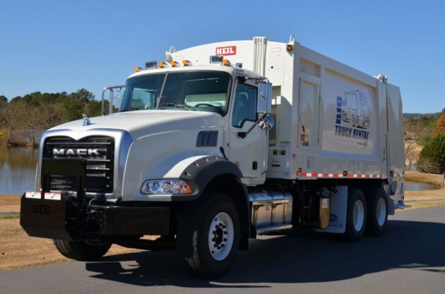 Mack's new Granite MHD rear loader refuse truck.