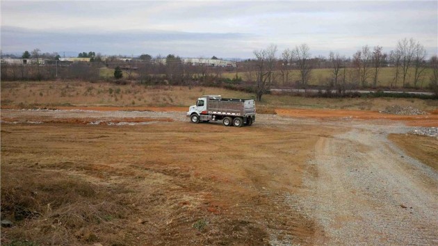 The Volvo VHD on the company's new off-road track, still under construction at its Dublin, Va. truck plant.