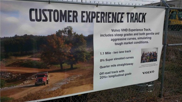 A sign describes the attributes of Volvo's new track.