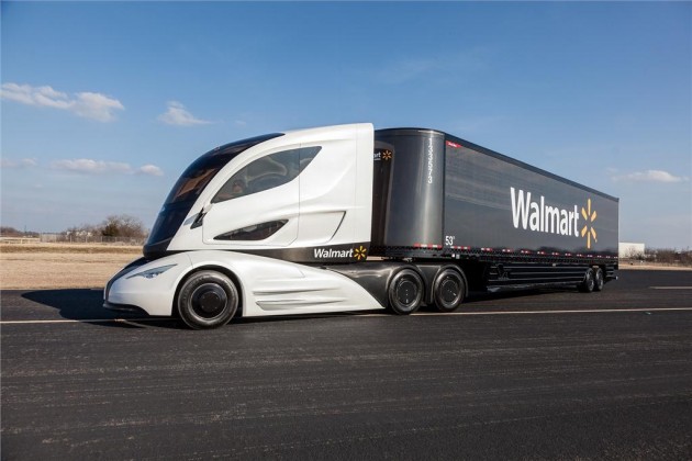 The WAVE uses a microturbine-hybrid powertrain, an electric motor and a battery storage system to pull a carbon fibre trailer.